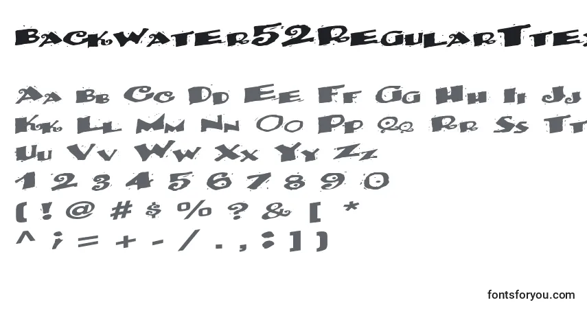 A fonte Backwater52RegularTtext – alfabeto, números, caracteres especiais