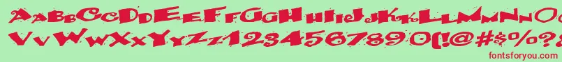 Fonte Backwater52RegularTtext – fontes vermelhas em um fundo verde