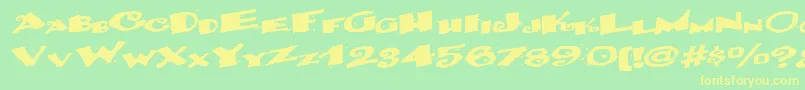 Czcionka Backwater52RegularTtext – żółte czcionki na zielonym tle