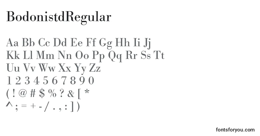 Fuente BodonistdRegular - alfabeto, números, caracteres especiales