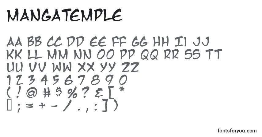 Czcionka MangaTemple – alfabet, cyfry, specjalne znaki