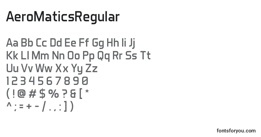 Czcionka AeroMaticsRegular – alfabet, cyfry, specjalne znaki