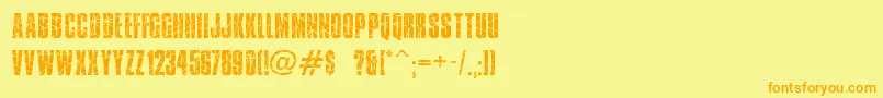 フォントBrokenglass – オレンジの文字が黄色の背景にあります。