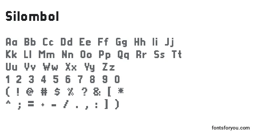Schriftart Silombol – Alphabet, Zahlen, spezielle Symbole