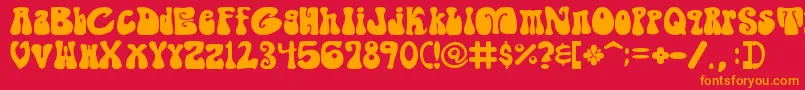 フォントShagade – 赤い背景にオレンジの文字