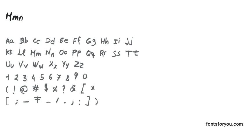 Schriftart Mmn – Alphabet, Zahlen, spezielle Symbole
