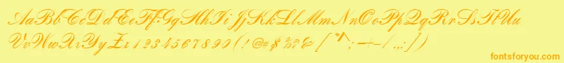 Bankscrd-Schriftart – Orangefarbene Schriften auf gelbem Hintergrund