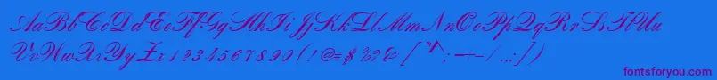 Bankscrd-Schriftart – Violette Schriften auf blauem Hintergrund