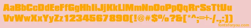 Weitere Informationen zur CompressedBlackRegular-Schriftart CompressedBlackRegular-Schriftart – Orangefarbene Schriften auf rosa Hintergrund