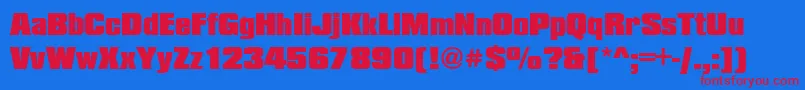 CompressedBlackRegular-Schriftart – Rote Schriften auf blauem Hintergrund