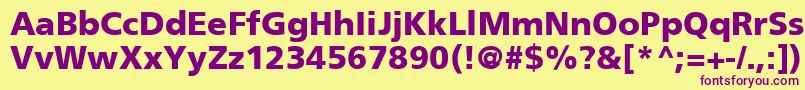 FrutigerCe75Black Font – Purple Fonts on Yellow Background