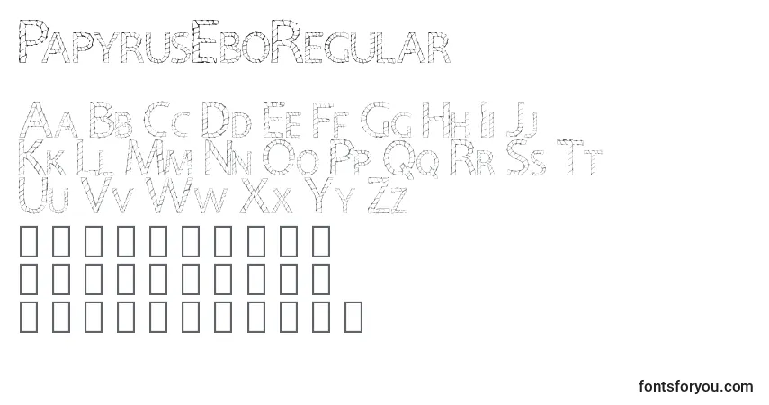 Schriftart PapyrusEboRegular – Alphabet, Zahlen, spezielle Symbole