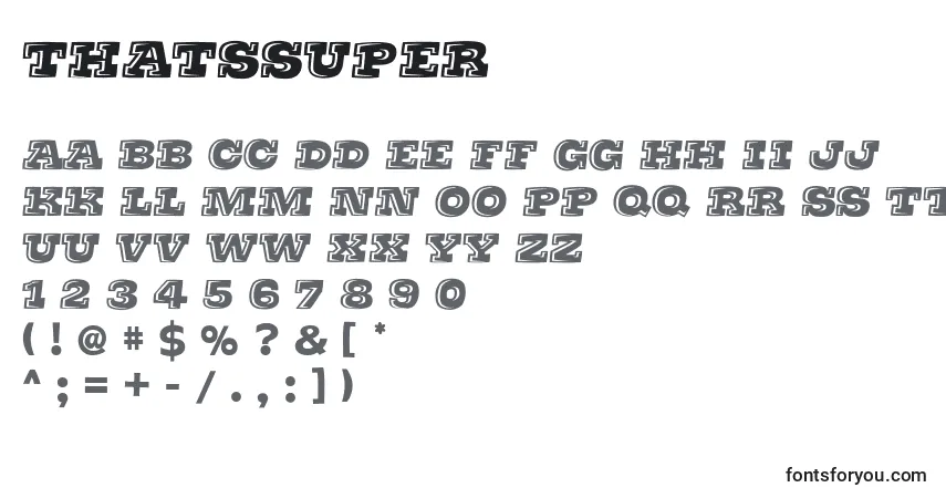 Czcionka Thatssuper – alfabet, cyfry, specjalne znaki