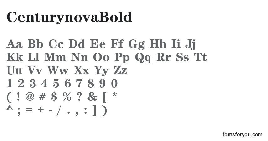 A fonte CenturynovaBold – alfabeto, números, caracteres especiais