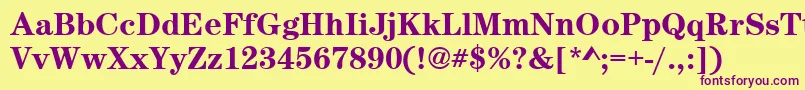 Weitere Informationen zur CenturynovaBold-Schriftart CenturynovaBold-Schriftart – Violette Schriften auf gelbem Hintergrund