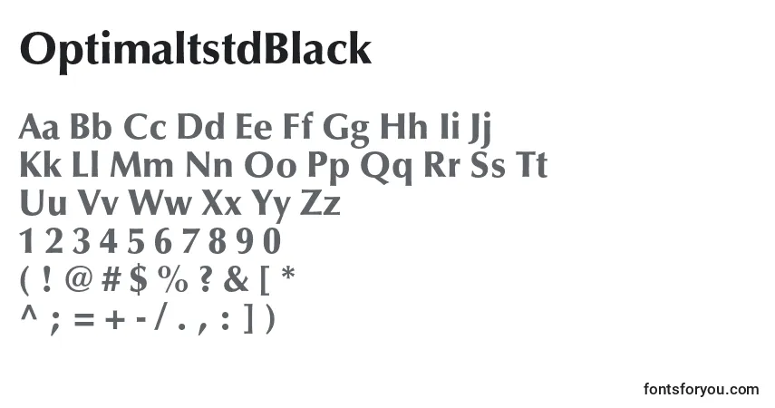 A fonte OptimaltstdBlack – alfabeto, números, caracteres especiais