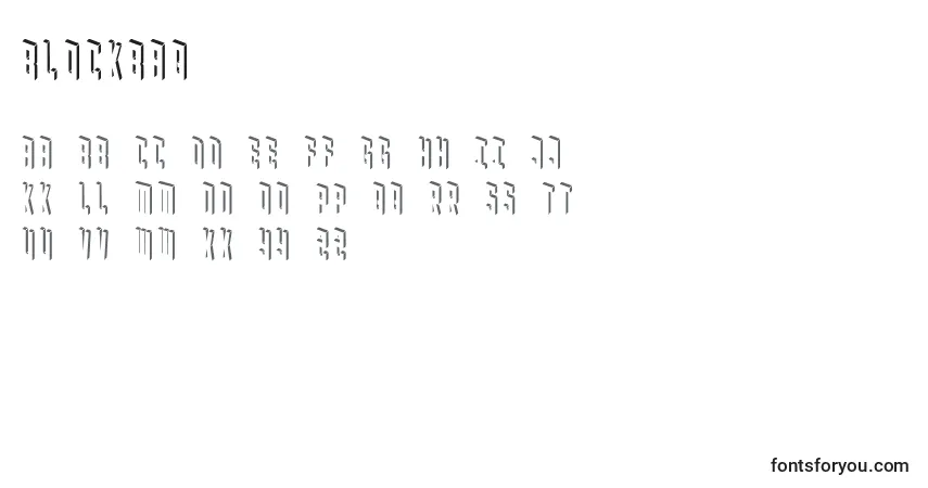 A fonte Blockbaq – alfabeto, números, caracteres especiais