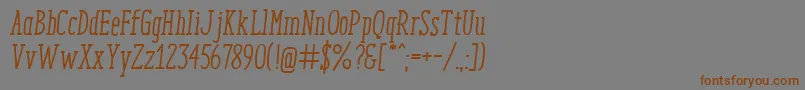 フォントEnyoSlabMediumItalic – 茶色の文字が灰色の背景にあります。