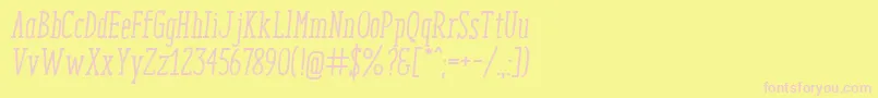 Fonte EnyoSlabMediumItalic – fontes rosa em um fundo amarelo