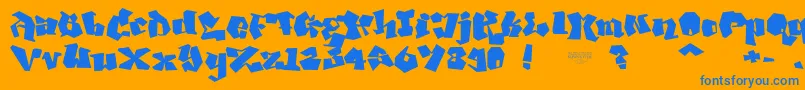 NoLicenseGhangPlain-Schriftart – Blaue Schriften auf orangefarbenem Hintergrund