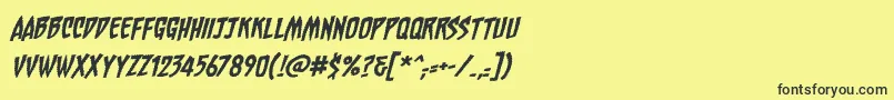 Czcionka ChainsawzBbItalic – czarne czcionki na żółtym tle