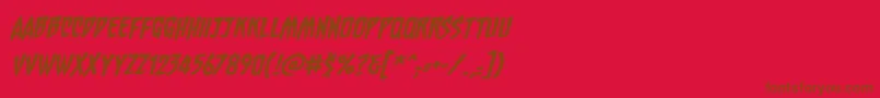 Fonte ChainsawzBbItalic – fontes marrons em um fundo vermelho