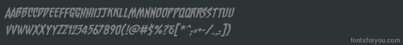Fonte ChainsawzBbItalic – fontes cinzas em um fundo preto