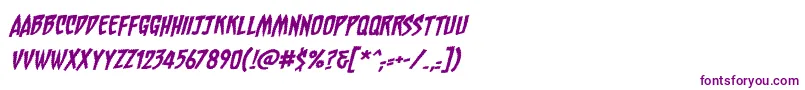 ChainsawzBbItalic-Schriftart – Violette Schriften auf weißem Hintergrund