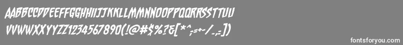 ChainsawzBbItalic-Schriftart – Weiße Schriften auf grauem Hintergrund