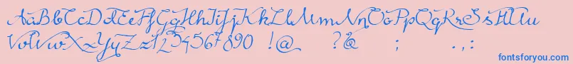 Fonte RainyWind – fontes azuis em um fundo rosa