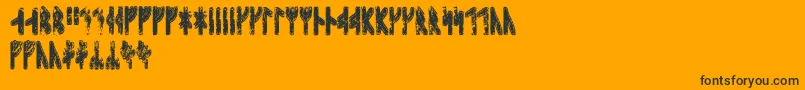 Sleipnirrunic-Schriftart – Schwarze Schriften auf orangefarbenem Hintergrund