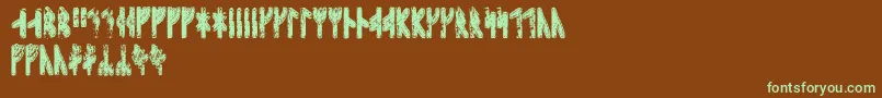 Sleipnirrunic-Schriftart – Grüne Schriften auf braunem Hintergrund