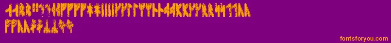 Sleipnirrunic-fontti – oranssit fontit violetilla taustalla