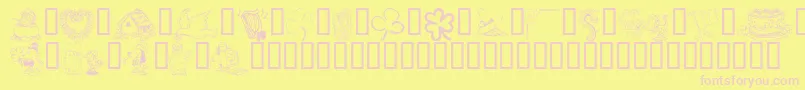 KrIrishKat1-fontti – vaaleanpunaiset fontit keltaisella taustalla