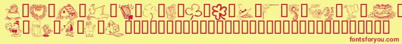 KrIrishKat1-fontti – punaiset fontit keltaisella taustalla