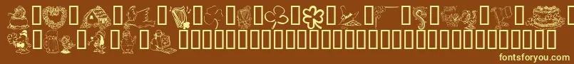 KrIrishKat1-fontti – keltaiset fontit ruskealla taustalla