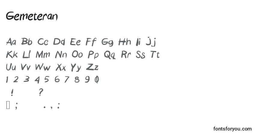 Schriftart Gemeteran – Alphabet, Zahlen, spezielle Symbole