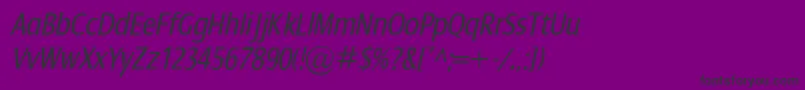 DialogCondItalic-Schriftart – Schwarze Schriften auf violettem Hintergrund