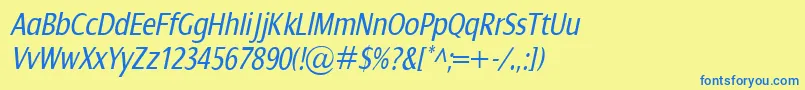 DialogCondItalic Font – Blue Fonts on Yellow Background