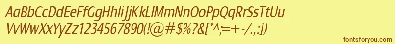 Czcionka DialogCondItalic – brązowe czcionki na żółtym tle