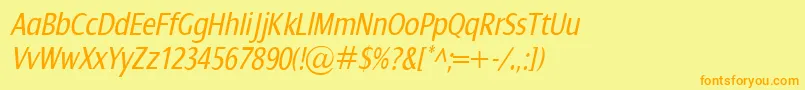 DialogCondItalic Font – Orange Fonts on Yellow Background