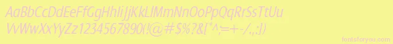 DialogCondItalic Font – Pink Fonts on Yellow Background