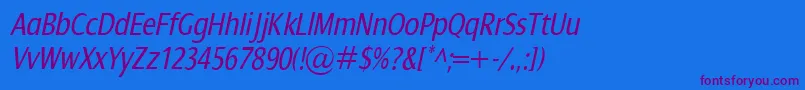 DialogCondItalic Font – Purple Fonts on Blue Background