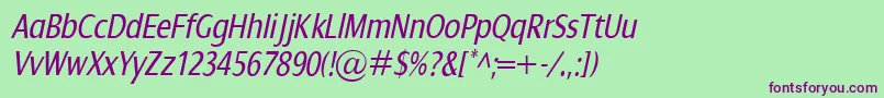 DialogCondItalic Font – Purple Fonts on Green Background