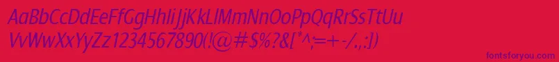 DialogCondItalic Font – Purple Fonts on Red Background