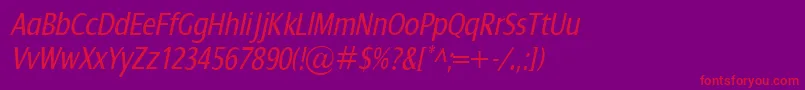 フォントDialogCondItalic – 紫の背景に赤い文字