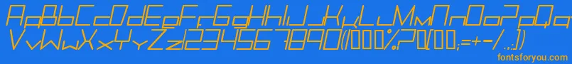 フォントTrancemimi – オレンジ色の文字が青い背景にあります。