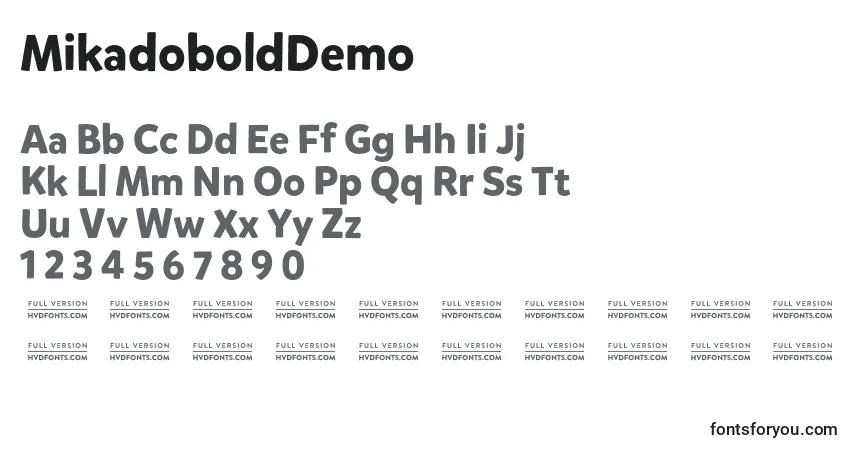 Шрифт MikadoboldDemo – алфавит, цифры, специальные символы