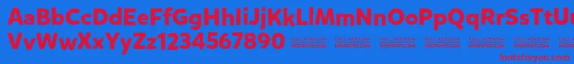 MikadoboldDemo-fontti – punaiset fontit sinisellä taustalla