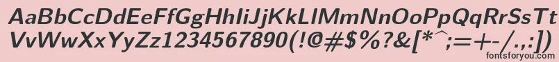 Lmsans10Boldoblique-fontti – mustat fontit vaaleanpunaisella taustalla